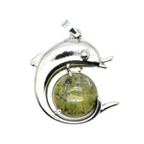 Ocean Serenity: Handcrafted Natural Stone Dolphin Pendant • Healing Crystal Marine Animal Totem • Silver Plated Jewelry Gift
