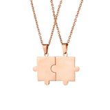 Fashion Geometric Puzzle Couple Stainless Steel  Pendant Necklace Combination Lover Friendship Jewelry Gift
