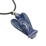 Handmade Craved 1.5Inch Gemstone Angel Pendant Necklace -45CM Black Cord #SN1531