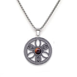 Hollow Life Flower Stainless Steel Gemstone Necklace for Women Men