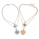 Layered Vintage Coin Necklace Set Retro Engraved Medallion Multi Row Pendant Dainty Disc Choker Chain Jewelry for Women