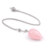 Natural Quartz Crystal Water Drop Pendulum Faceted Teardrop Gemstone Healing Pendulums with Silver Chain for Dowsing Divination Chakra Energy Balancing