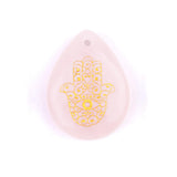 Hamsa Hand Fatima Pendant | 33mm Natural Teardrop Crystal Spiritual Protection Energy Jewelry