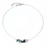 Chakra Crystal Chip Bar Necklace | Natural Gravel Stone Stainless Steel Chain for Women