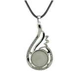 33mm Natural Crystal Teardrop Pendant Necklace, Silver-Plated Gemstone Charm