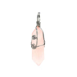 Natural Crystal Hexagonal Point Pendant • Copper Wire Wrapped Double Spiral Crystal Charm • Healing Chakra Gemstone Jewelry Making Accessory