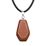 30mm Natural Crystal Coffin Pendant Necklace, Gothic Healing Stone Charm for Halloween