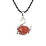 Graceful Swan: Handcrafted Natural Crystal Pendant Necklace • Premium Copper Bird Totem Amulet • Adjustable Black Cord Choker for Women Men