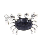 Natural Gemstone Crab Pendant | Silver-Tone Alloy Animal Charm for DIY Jewelry