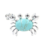 Natural Gemstone Crab Pendant | Silver-Tone Alloy Animal Charm for DIY Jewelry
