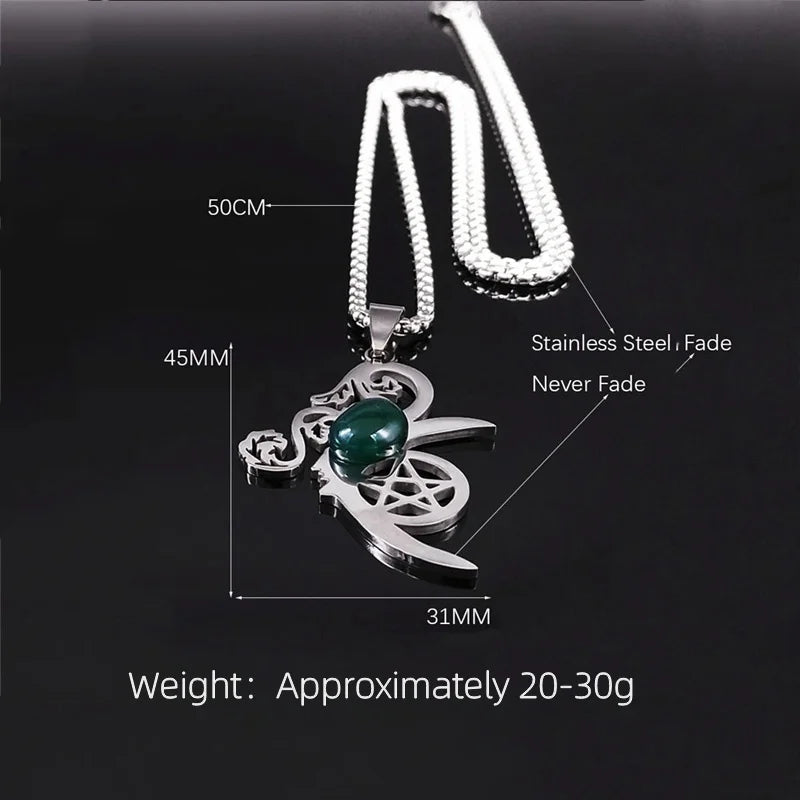 Mystical Moon Flower & Star Necklace - Durable Stainless Steel Pentacle Pendant - Spiritual Protection Gift for Seekers
