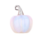 20MM Gemstone Pumpkin Pendant Ornament Handmade Craved Crystal Charm with Silver Bail for Halloween & Fall DIY Jewelry