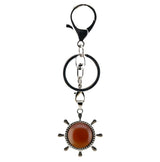 Retro Silver Ship Steering Wheel Key Ring • Classic Japanese Aesthetic Crystal Holder Clip • Heavy-Duty Swivel Lobster Clasp Backpack Charm Gift