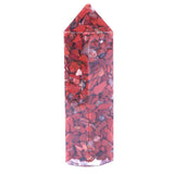 Orgonite Chipped Crystal Hexagonal Wand Point Tower  Natural Chakra Chips Resin Obelisk for Meditation Home Decor