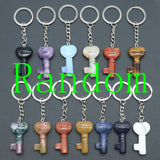 Symbolic Heart Key Crystal Keychain | Natural Healing Stone Pendant Bag & Key Charm