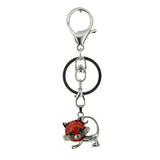 Healing Crystal Rose Quartz Semiprecious Stone Crafts Charm Cat Pendant Keychain for Women and Men
