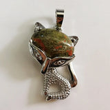Natural Crystal Fox Pendant Necklace, Retro Turquoise & Multi-Gemstone Charm for Women & Girls
