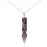 Natural Faceted Bullet Cone Crystal Pendant Necklace 72mm Chakra Healing Gemstone Point Charm with 18 Inch Silver Bead Chain