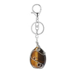 Handmade Wire Wrapped Teardrop Gemstone Pendant Keychain #KC1752