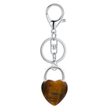 Natural Crystal Heart Lock Keychain, Peach Heart Crystal Bag Charm for Couples