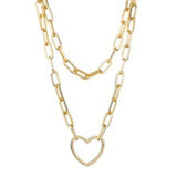 Boho Punk Multilayered Necklace Set Chunky Gold Silver Paperclip Chain Choker Hip Hop Heart Padlock Coin Pendant Statement Jewelry