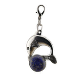 Bohemian Silver Marine Dolphin Key Ring • Cute Sea Animal Crystal Sphere Holder Charm • Unisex Beach Summer Theme Key Holder Clip Gift