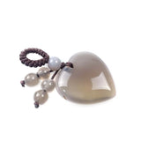 Natural Heart Crystal Keychain, Hand Knotted Chakra Gemstone Beads Love Stone Keyring for Mother’s Day Gift