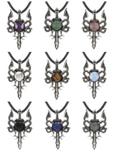 Fashion Jewelry Necklace Natural Stone Crystal Labradorite Double-winged Dragon Sword Pendant Necklace Accessories Women