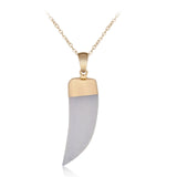 Minimalist Natural Stone Italian Horn Necklace Dainty Gold Plated Pepper and Tooth Shape Charm Spiritual Protection Amulet Crystal Jewelry Gift