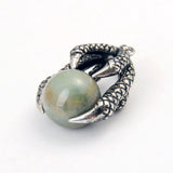 Dragon Claw Natural Gemstone Sphere Pendant, Gothic Dragon Claw Holding Crystal Ball Charm Pendant for Necklace