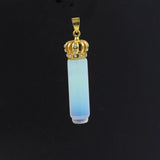 Crown Crystal Cylinder Pendant Gold Plated Rhinestone Cap Natural Gemstone Healing Charm for Reiki Jewelry Making