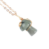 15×20mm Gold Wire-Wrapped Mushroom Crystal Necklace, Natural Gemstone Pendant with Chain