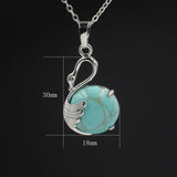 Natural Round Crystal Stone Pendant Wing Silver Plated Wrapped Gemstone Pendant Chakra Reiki Healing Crystal Charms for Jewelry Making Necklace