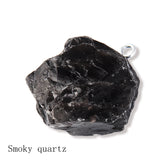 Natural Raw Rough Crystal Pendant Necklace, Unpolished Chakra Healing Stone Pendant with Black Wax Cord for Women Men