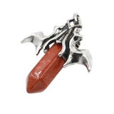 Natural Crystal Amethyst Healing Hexagonal Point Silver Bat Wing Gemstone Pendant For Jewelry Making