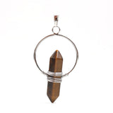 Retro natural crystal hexagonal column Pendant Necklace tiger eye stone winding DIY Necklace Gemstone Pendant Necklace Healing