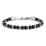 6mm Natural Stone Beaded Bracelet with Stainless Steel Clasp Adjustable Extender Chain Matte Onyx Tiger Eye Bracelet for Men Daily Wrist Jewelry