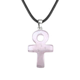 20×30mm Natural Crystal Ankh Cross Pendant Necklace | Egyptian Symbol Gemstone Jewelry for Men & Women