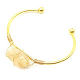 Natural Crystal Bead Bangle - Handmade Wire Wrapped Gold Open Cuff Bracelet - Adjustable Gemstone Bracelet for Chakra Healing & Positive Energy - Gift for Women & Girls