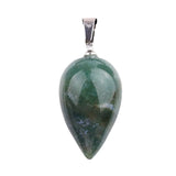 Minimalist Natural Stone Teardrop Necklace Smooth Polished Water Drop Crystal Charm Pendant with Adjustable Black Cord Unisex Spiritual Protection Jewelry