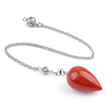 Natural Quartz Crystal Water Drop Pendulum Faceted Teardrop Gemstone Healing Pendulums with Silver Chain for Dowsing Divination Chakra Energy Balancing