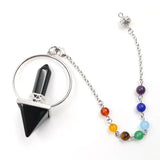 Natural Crystal Pyramid Pendulum, 7 Chakra Beaded Chain Dowsing Pendulum, Reiki Healing Divination Spiritual Crystal Pendant for Meditation