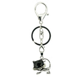 Healing Crystal Rose Quartz Semiprecious Stone Crafts Charm Cat Pendant Keychain for Women and Men