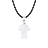 15×20mm Natural Crystal Mushroom Pendant Necklace, Mini Gemstone Chakra Healing Jewelry