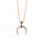 Polished Crescent Moon Horn Gemstone Pendant, Multi-color Natural Crystal Loose Charm for Necklace