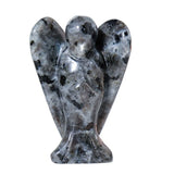 1.5Inch Gemstone Angel Figurine #SP1930 Hand Carved Pocket Healing Crystal Statue Perforated Spiritual Pendant for DIY Jewelry, Yoga Decor & Christmas Gifts