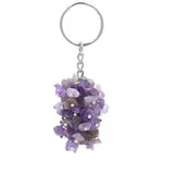 Chakra Gemstone Grape Pendant Keychain Healing Crystals Tumbled Stone Beads Keyring for Couple Best Friend Family