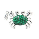 Natural Gemstone Crab Pendant | Silver-Tone Alloy Animal Charm for DIY Jewelry