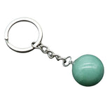 20mm Natural Crystal Sphere Keychain Round Gemstone Ball Key Ring Chakra Healing Stone Bag Pendant Friendship Gift