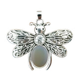 Silver Butterfly Oval Gemstone Pendant for Making Jewelry #SP1504S